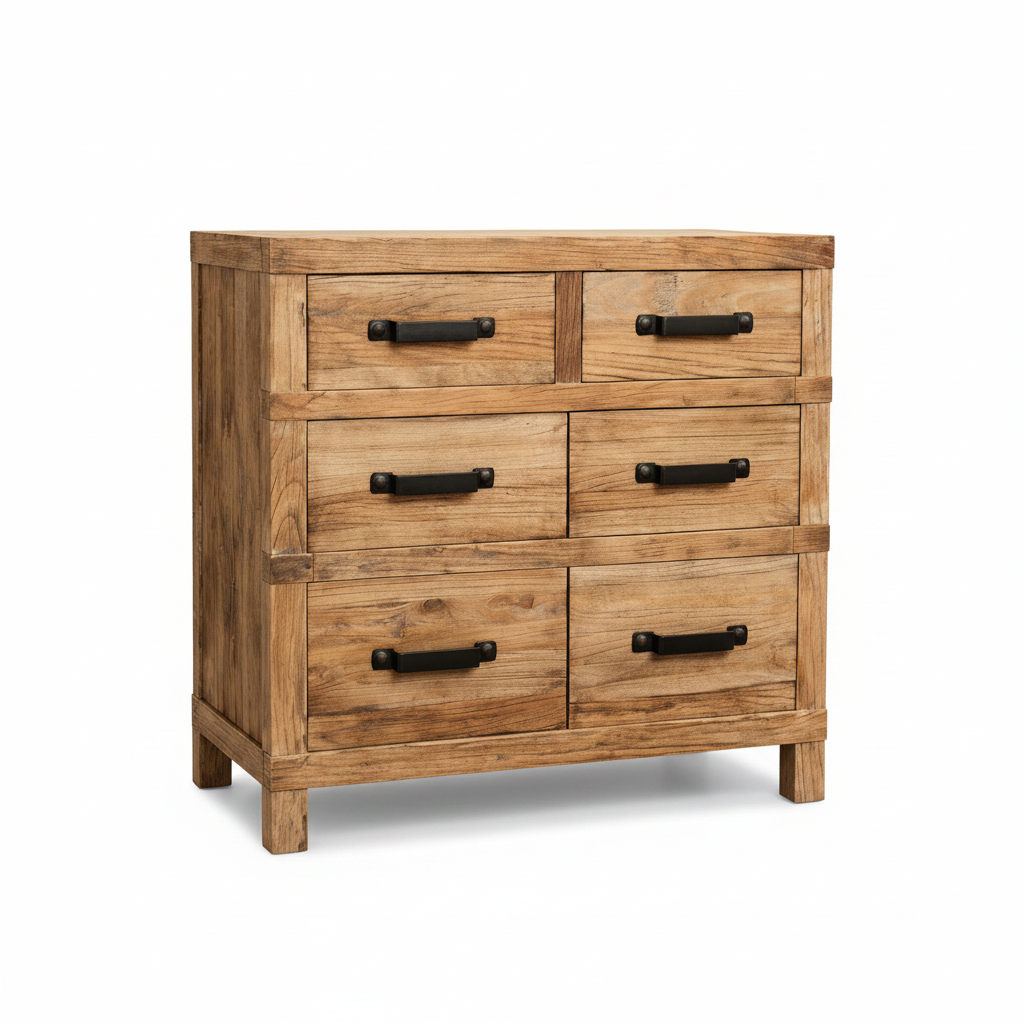 MF Recycled Elm Timber 2 Drawer 2 Door Cabinet