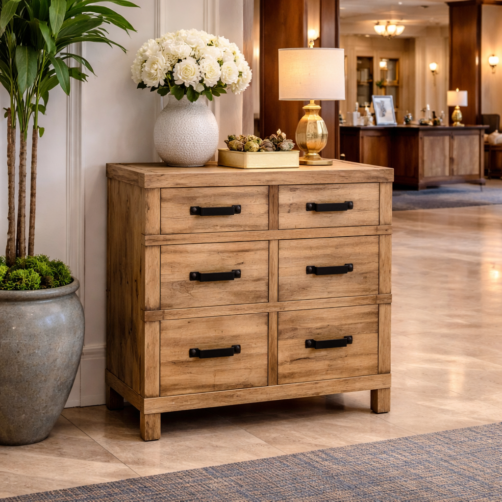MF Recycled Elm Timber 2 Drawer 2 Door Cabinet
