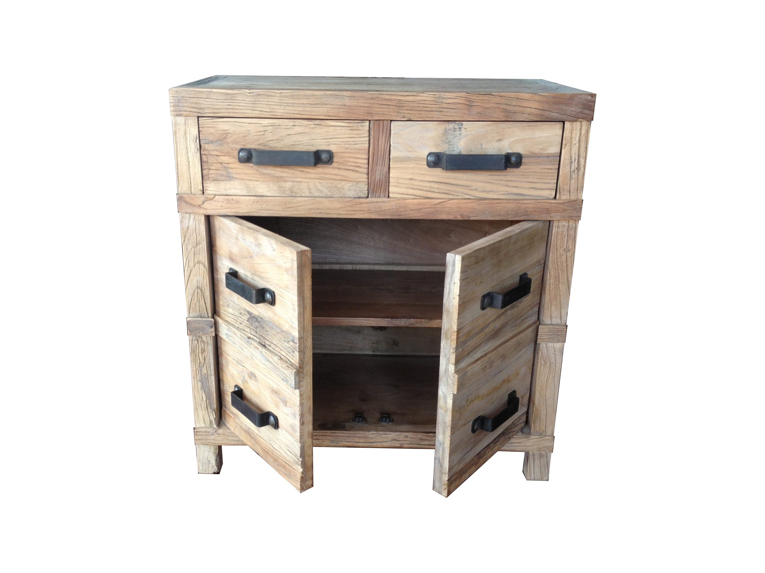 MF Recycled Elm Timber 2 Drawer 2 Door Cabinet