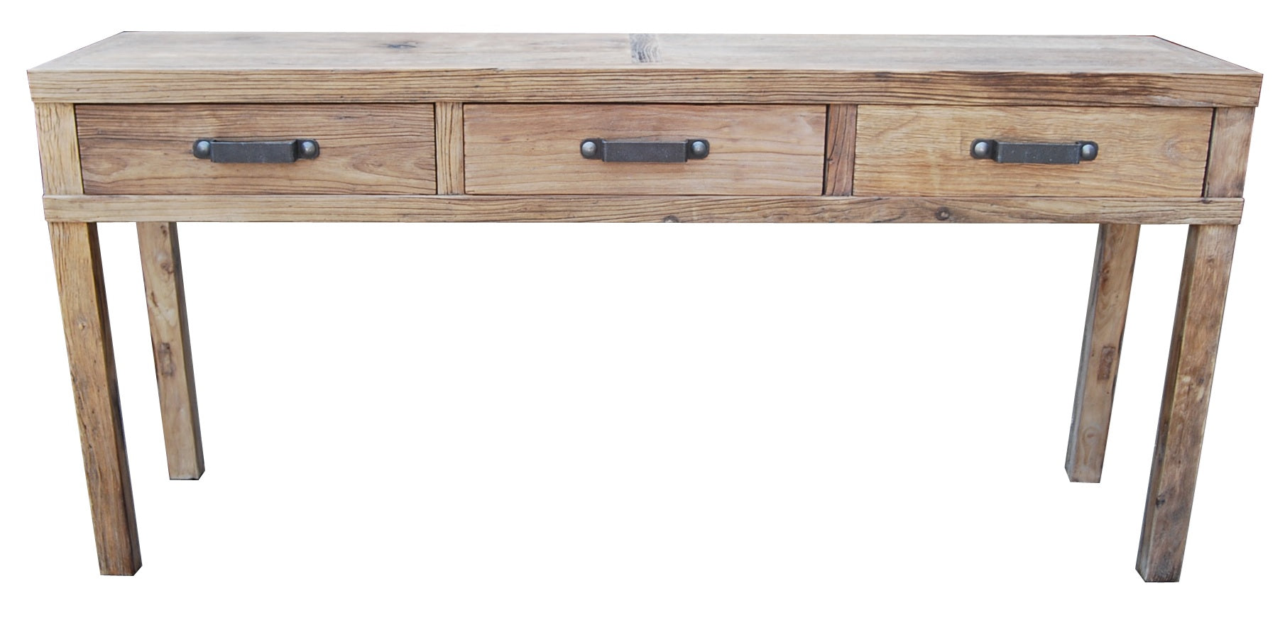 MF Recycled Elm Timber 3 Drawer Hall Table
