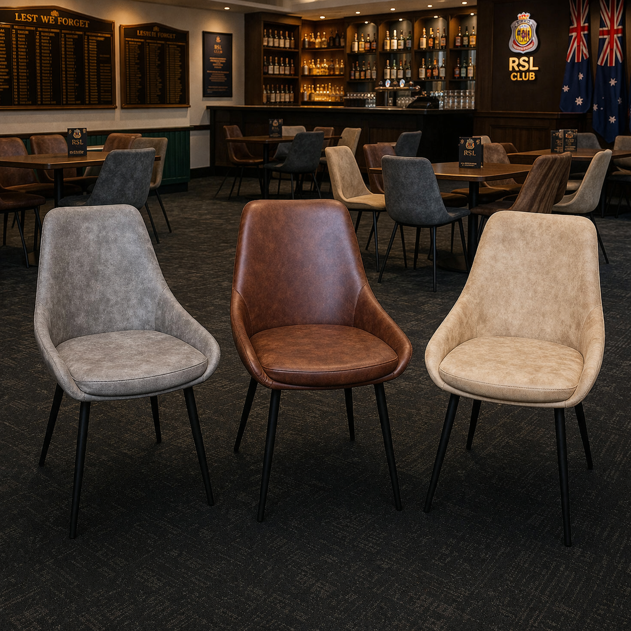 MF Madeleine PU Leather Upholstered Metal Leg Dining Chair