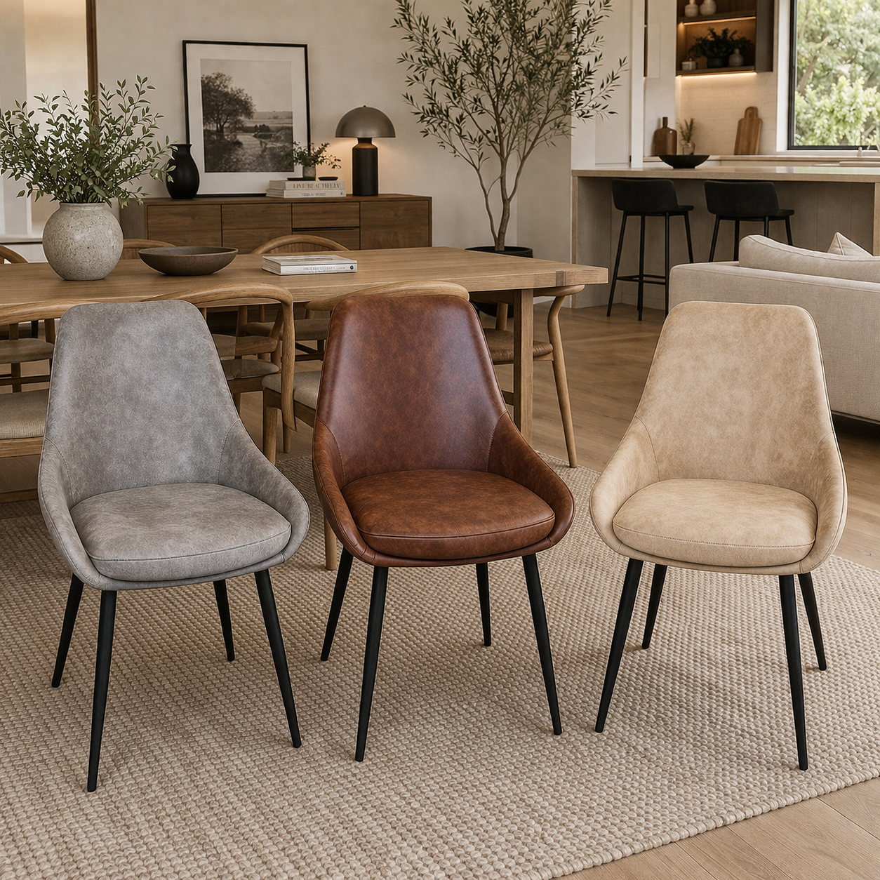 MF Madeleine PU Leather Upholstered Metal Leg Dining Chair