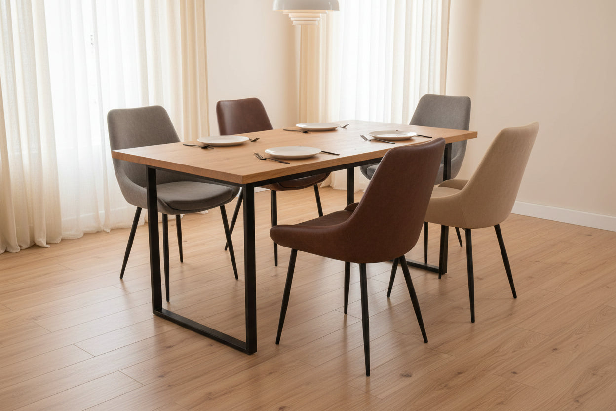 MF Madeleine PU Leather Upholstered Metal Leg Dining Chair