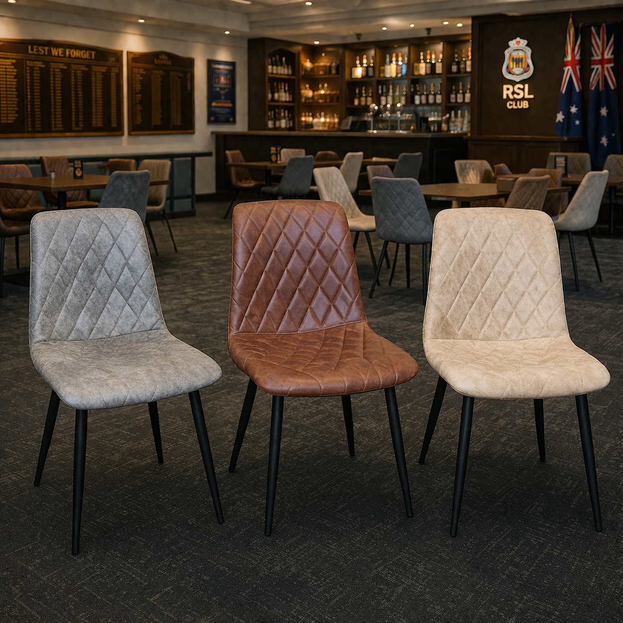 MF Elise PU Leather Upholstered Metal Leg Dining Chair