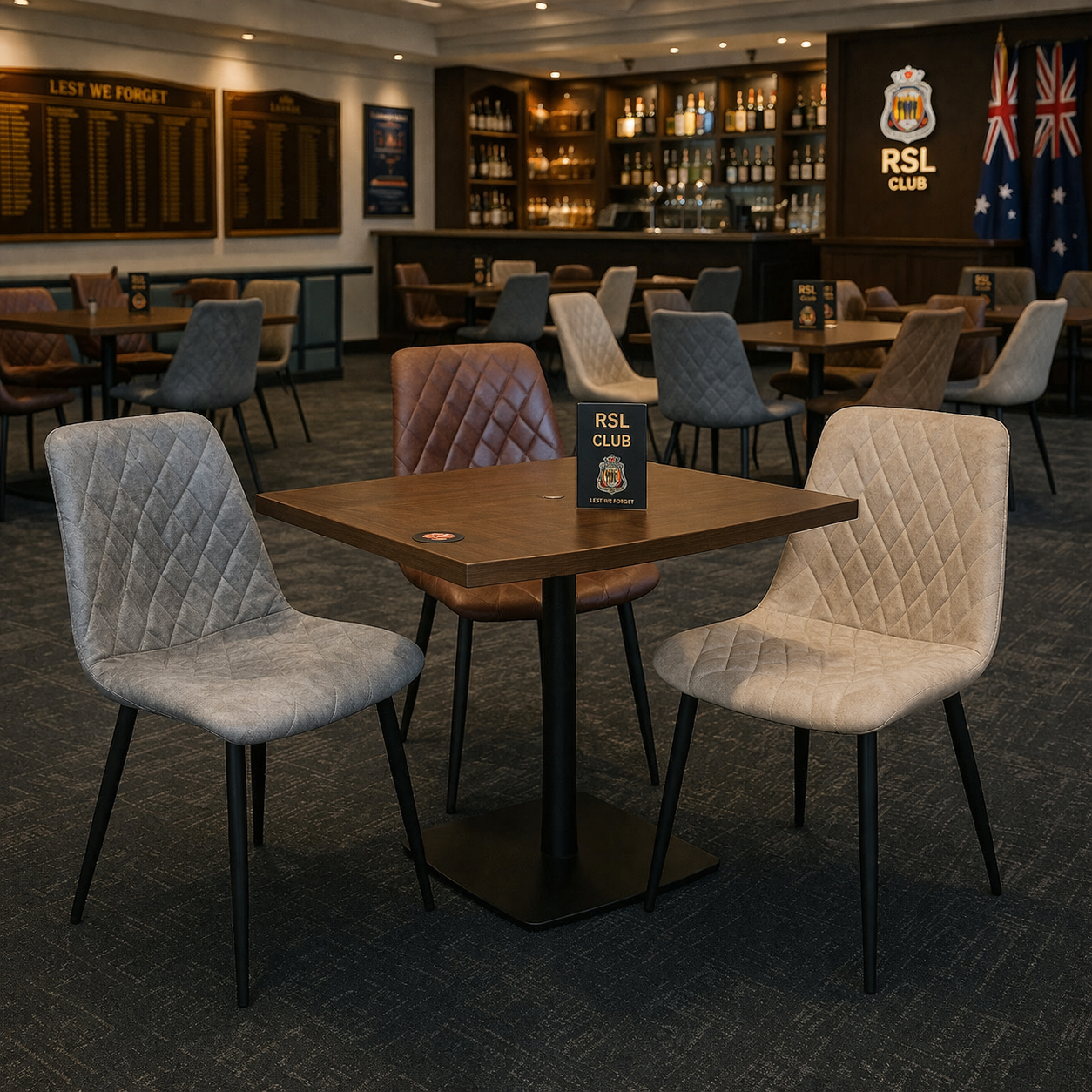 MF Elise PU Leather Upholstered Metal Leg Dining Chair