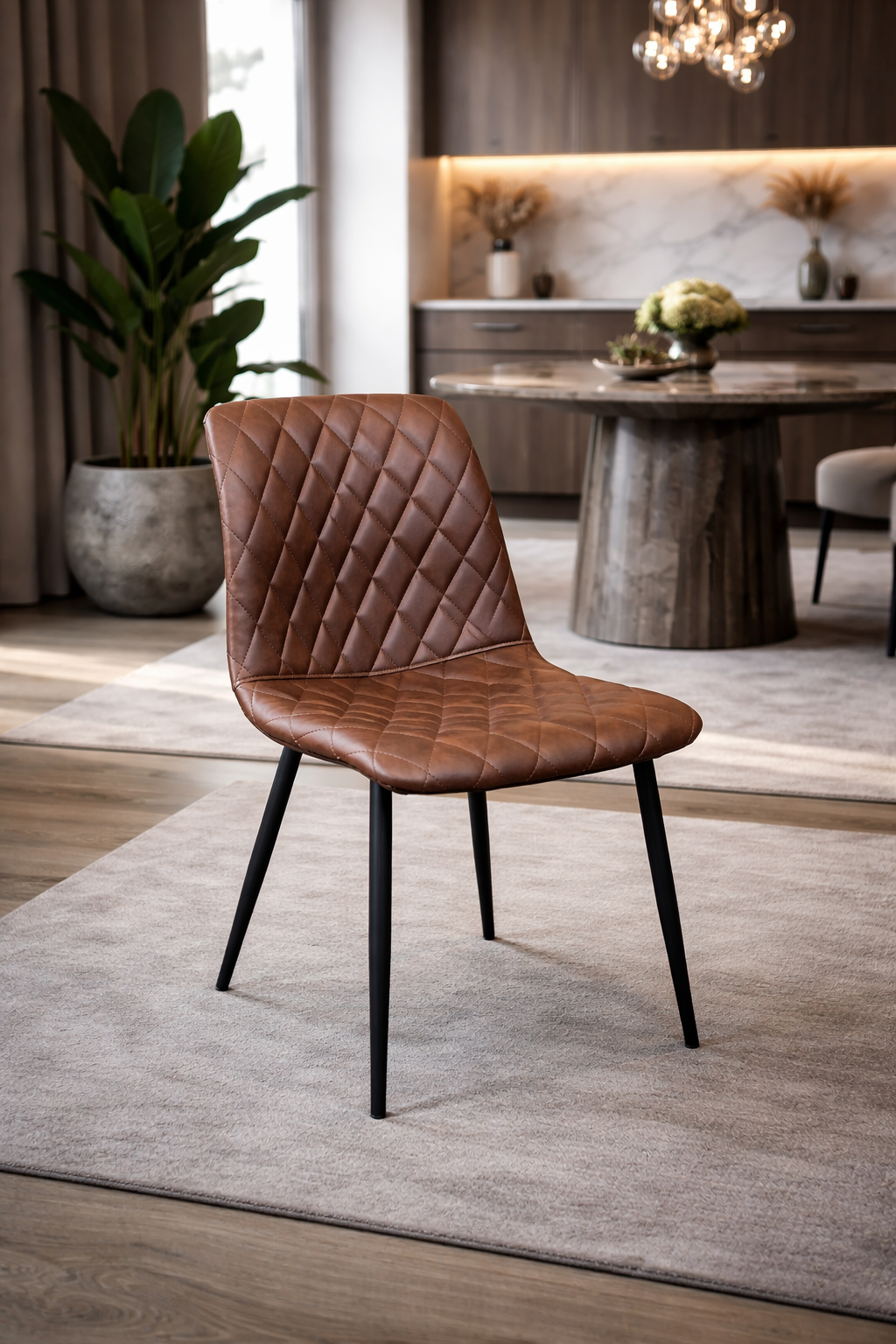 MF Elise PU Leather Upholstered Metal Leg Dining Chair