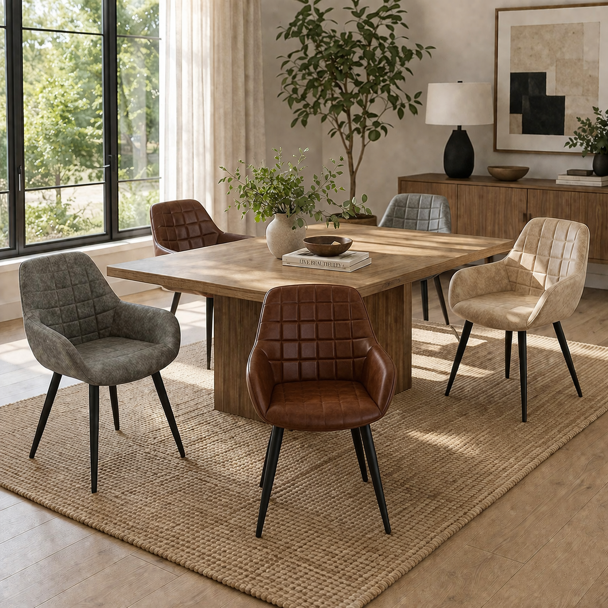 MF Sinatra PU Leather Upholstered Metal Leg Dining Chair