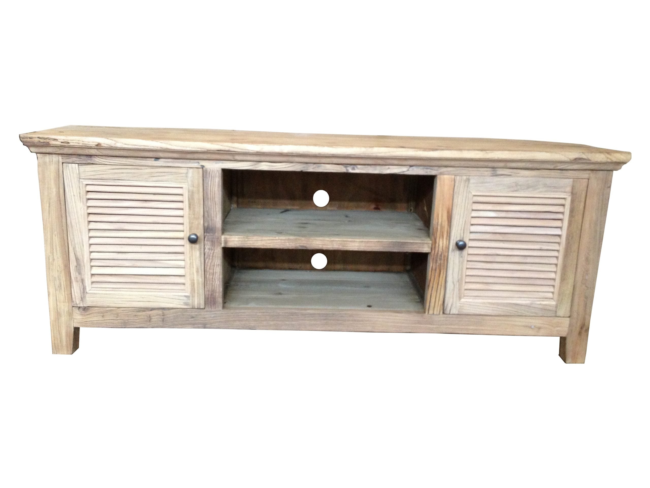 MF Recycled Elmwood Rustic Louvre 2 Door Entertainment Unit