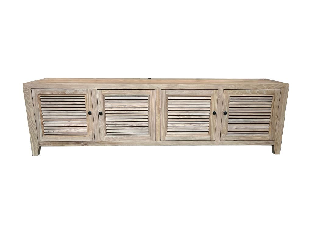 MF Recycled Elmwood Louvre Entertainment Unit with Internal Shelves