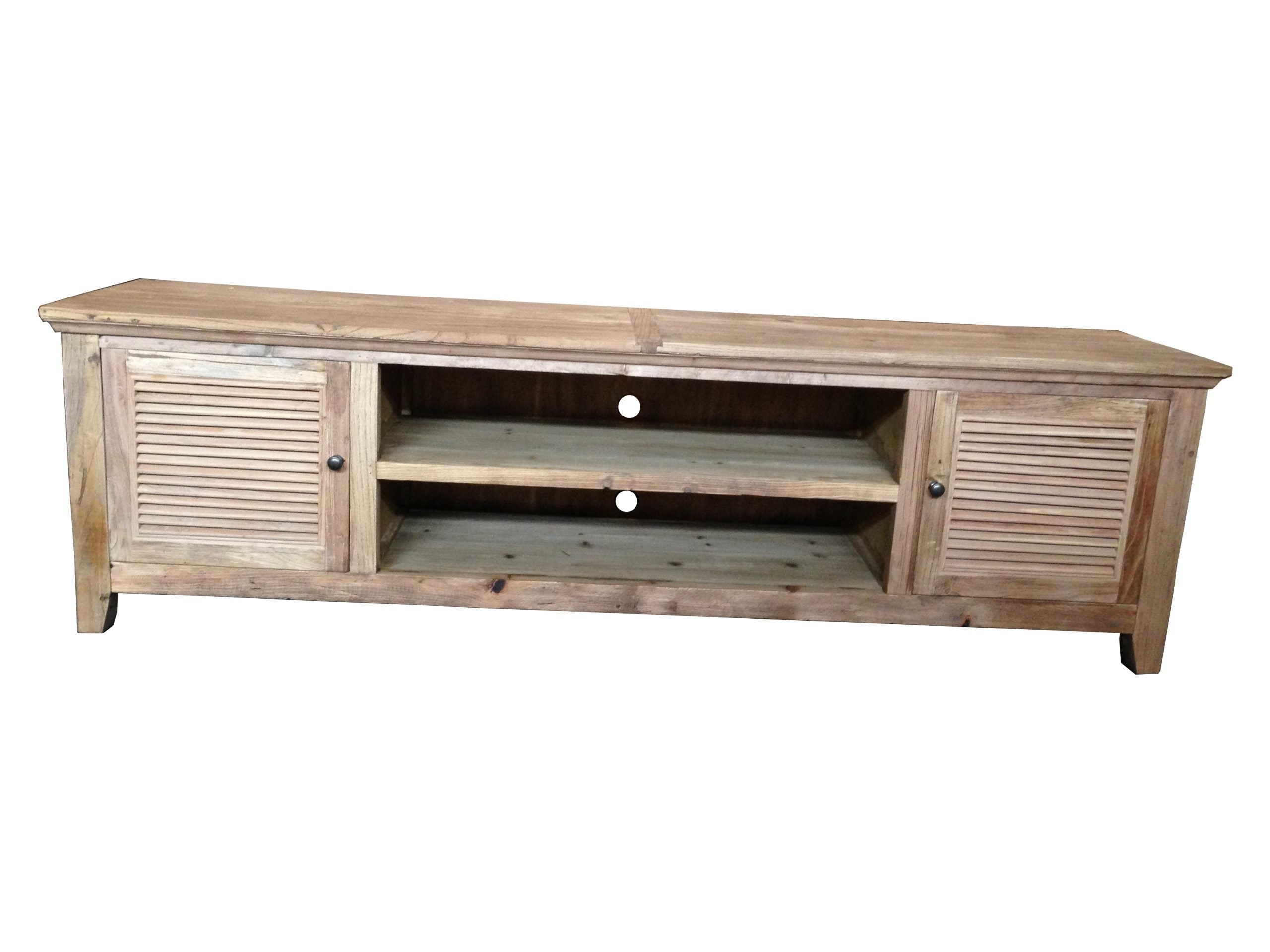 MF Recycled Elmwood Rustic Louvre 2 Door Entertainment Unit