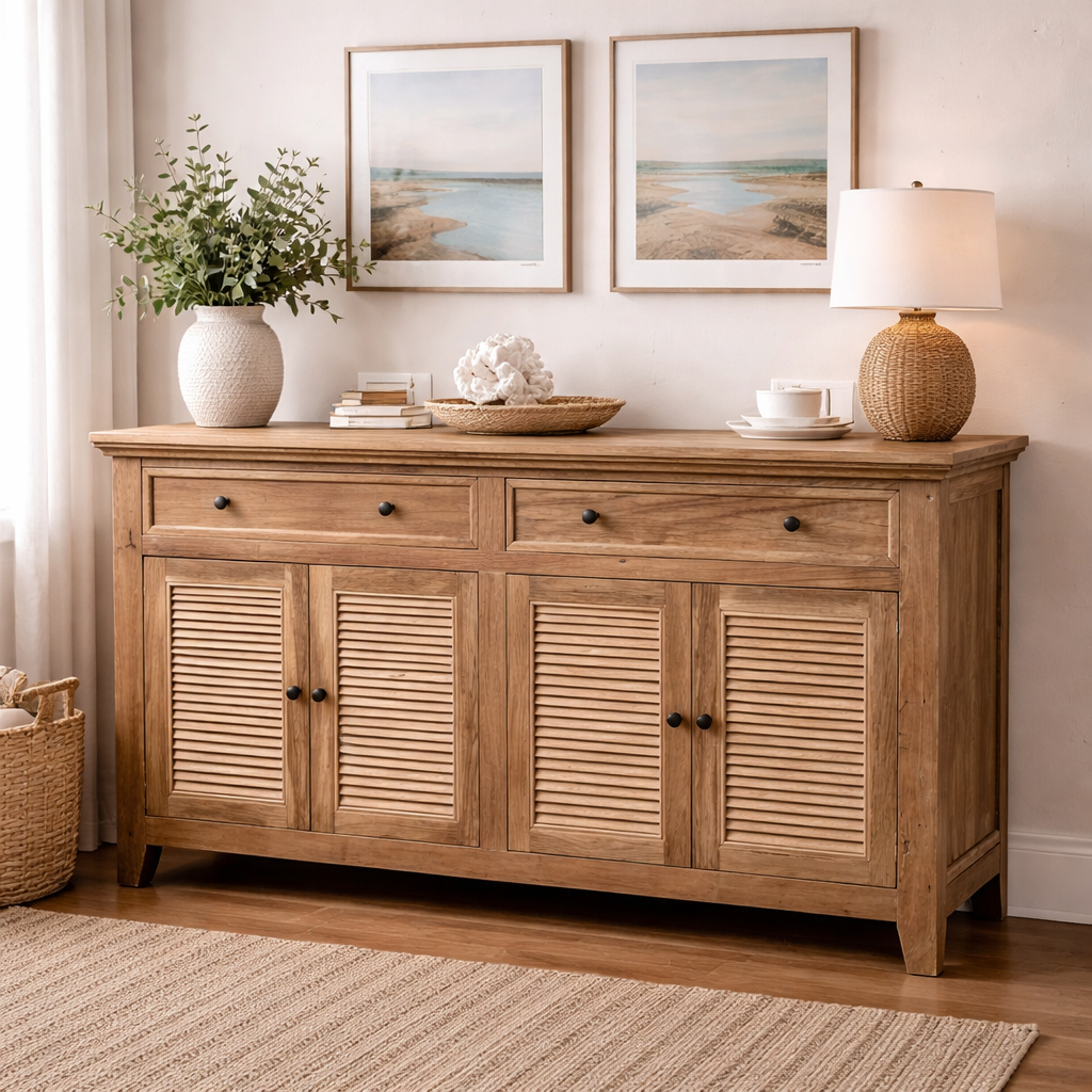 MF Recycled Elmwood Louvre 2 Drawer & 4 Door Sideboard
