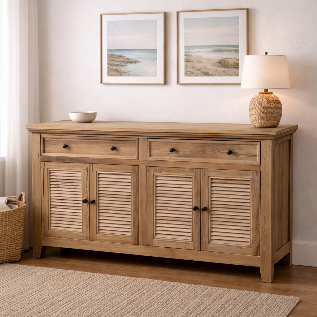 MF Recycled Elmwood Louvre 2 Drawer & 4 Door Sideboard