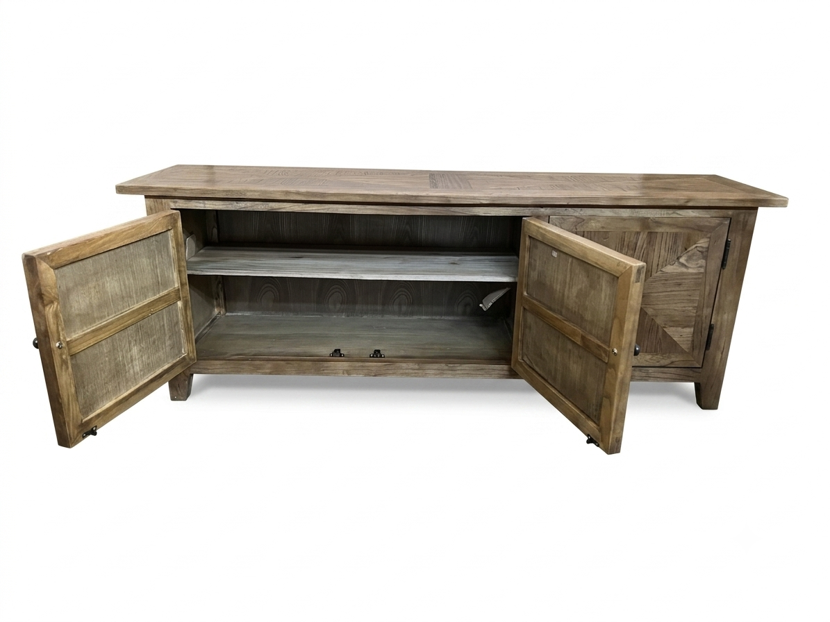 MF Recycled Timber Parquetry 3 Door TV Unit