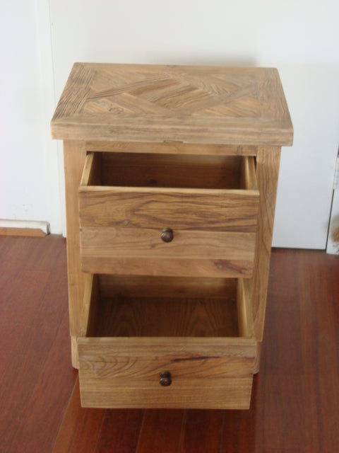 MF Morocco Recycled Elm 2 Drawer Bedside Table