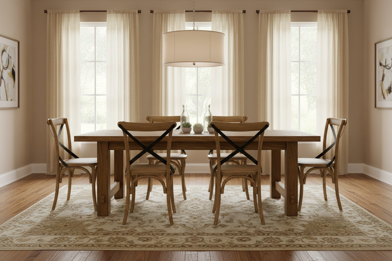 MF Carver Solid Timber Rattan Seat Dining Chair