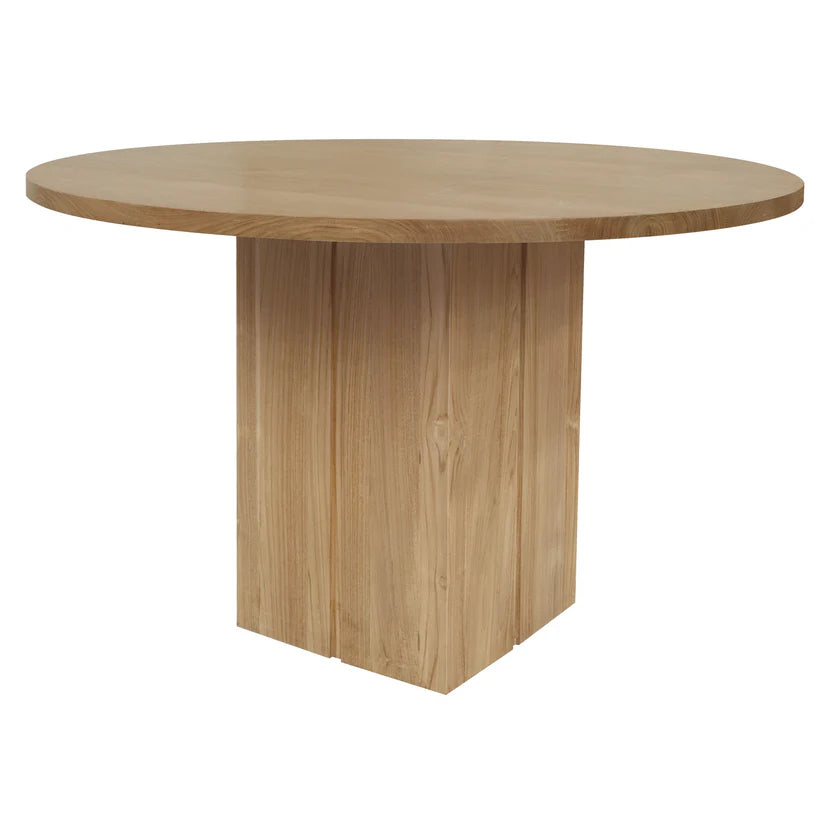 CT Newport Solid Timber Square Base Round Top Dining Table