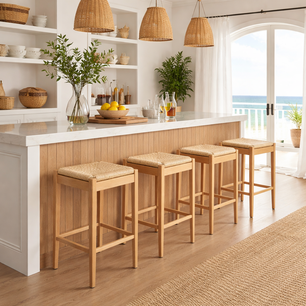 MF Oslo Beechwood Framed Woven Rope Counter Stool