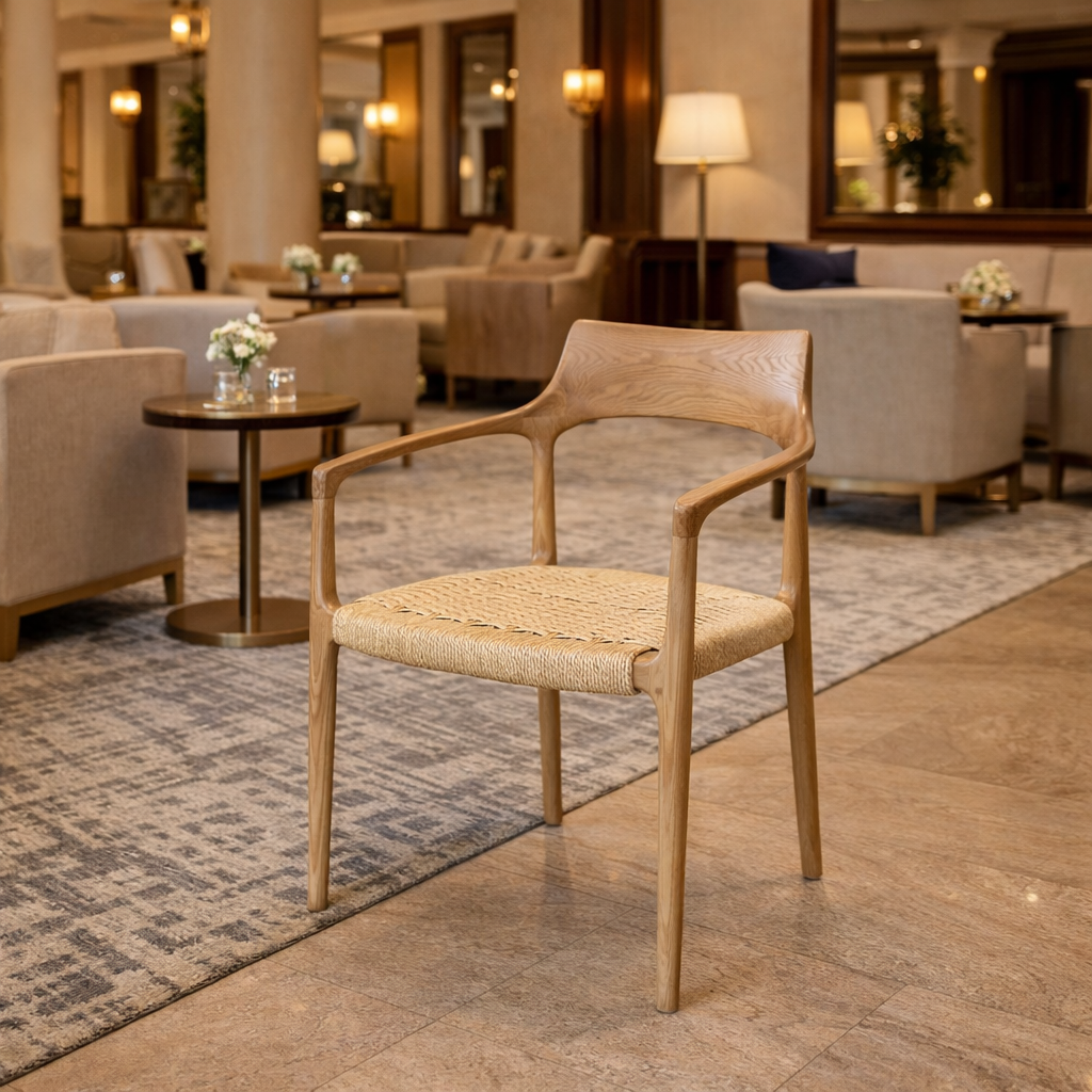 MF Porter Solid Timber Frame Woven Rope seat Dining Armchair