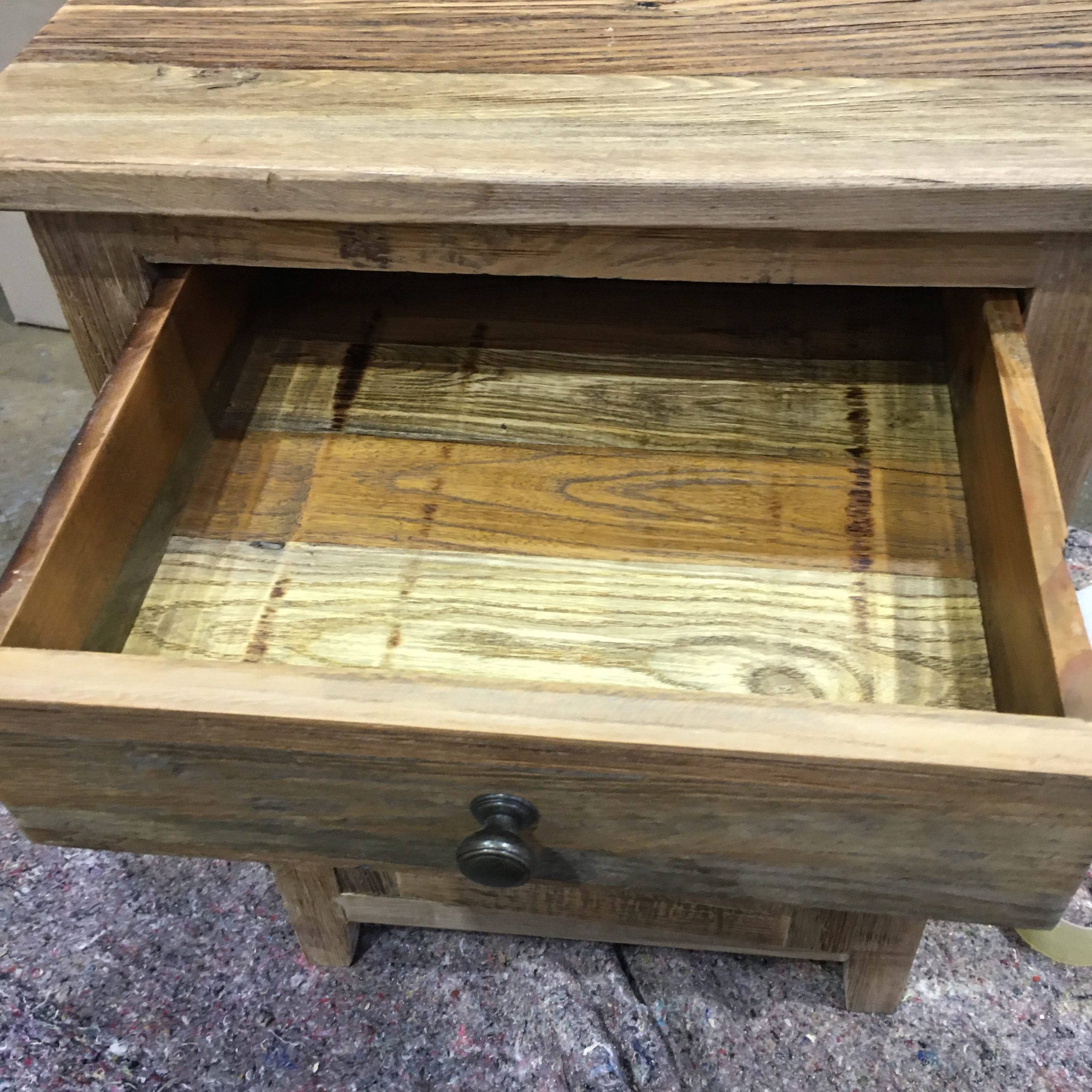 MF Recycled Elm Timber 1 Drawer 1 Door Bedside Cabinet