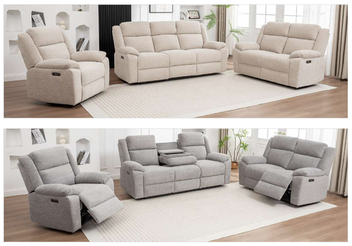 VI Dream Fabric Upholstered 2 Seater Electric Recliner Lounge