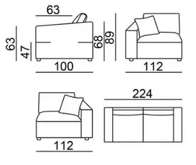 EL Hilton Fabric Sofa 2 Seater