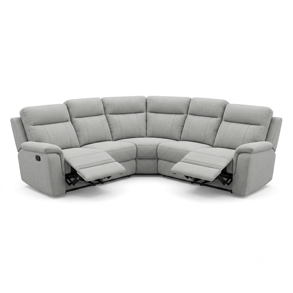 EL Rossie Fabric Upholstered 6 Seater Corner Recliners Lounge Suite