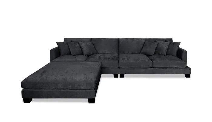 EL Yarra Fabric Upholstered 4 Seater Modular Lounge + Otto