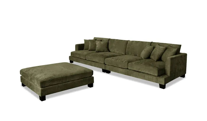 EL Yarra Fabric Upholstered 4 Seater Modular Lounge + Otto