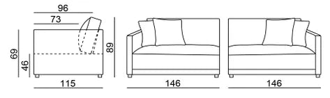 EL Terrie Grey Sofa 4 Seater