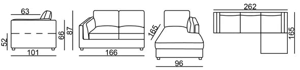 EL Denmark Fabric Sofa 2 Seater + Chaise Lounge Set