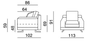 EL Jass Fabric Sofa 1 Seater