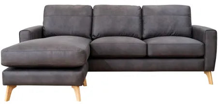 EL Gordon Tan and Steel 3 Seater Chaise Sofa