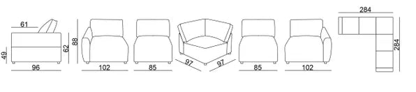 EL Massive 5 Seater Sofa Corner Suite