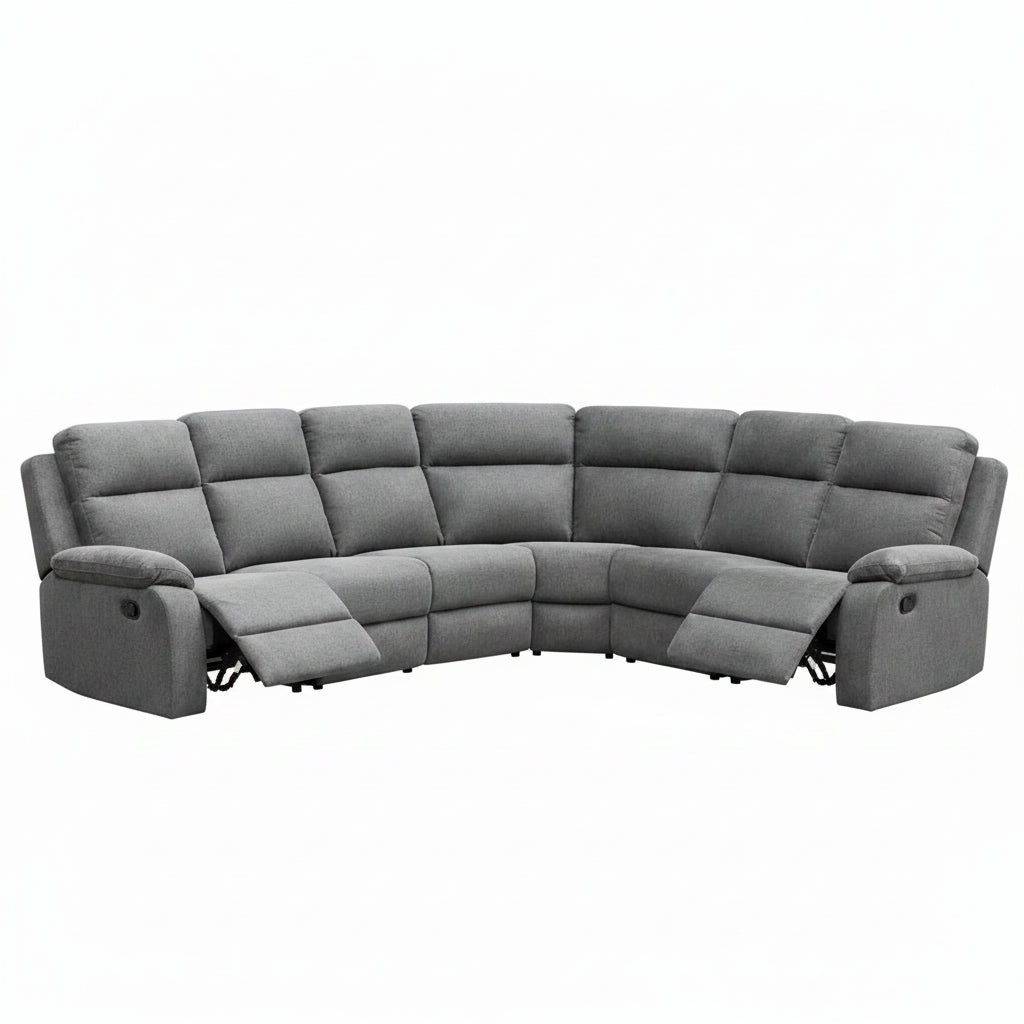 EL Rossie Fabric Upholstered 6 Seater Corner Recliners Lounge Suite