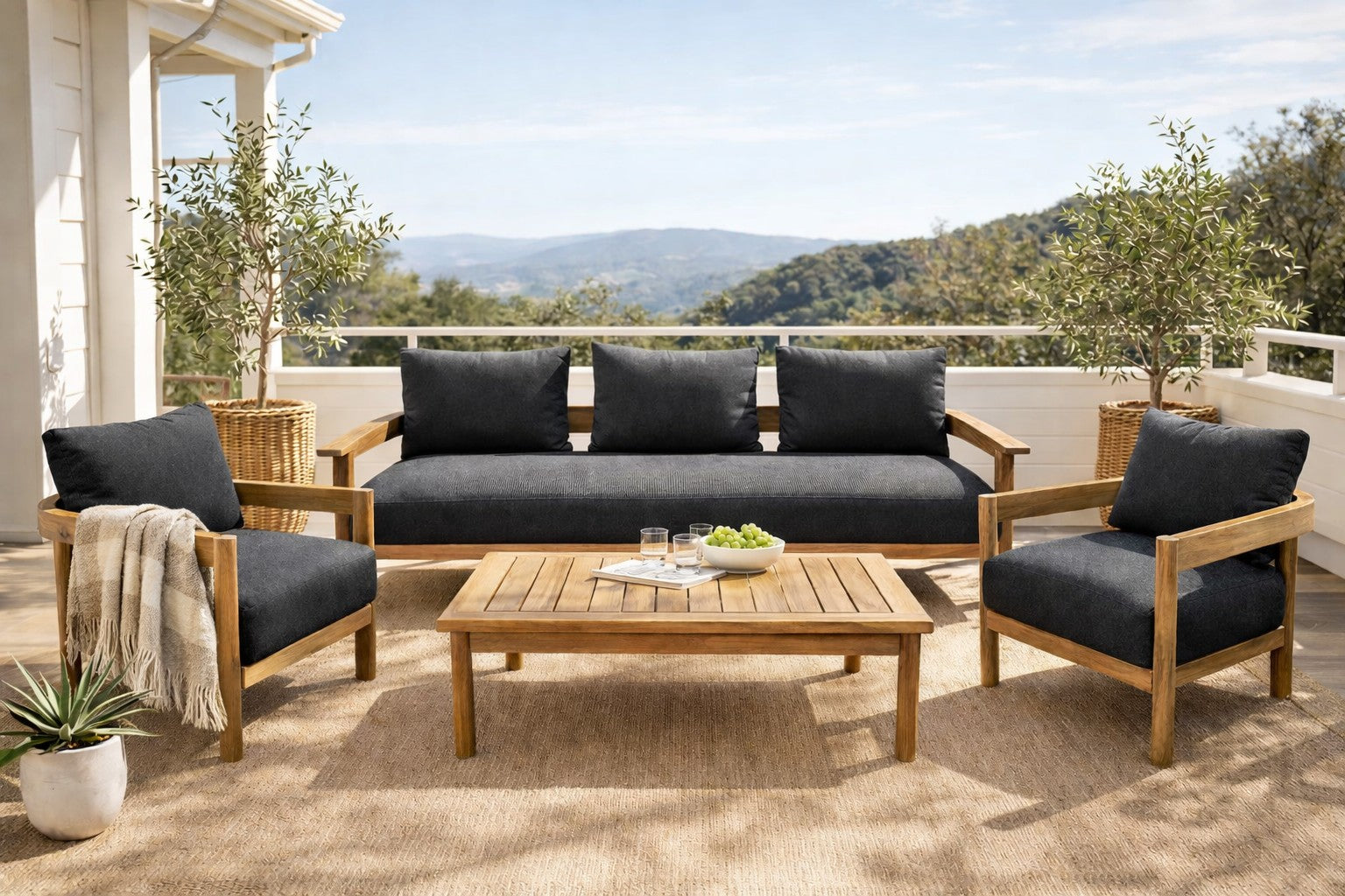 CR Hanalei 4 Piece Outdoor Lounge Set with Cushion
