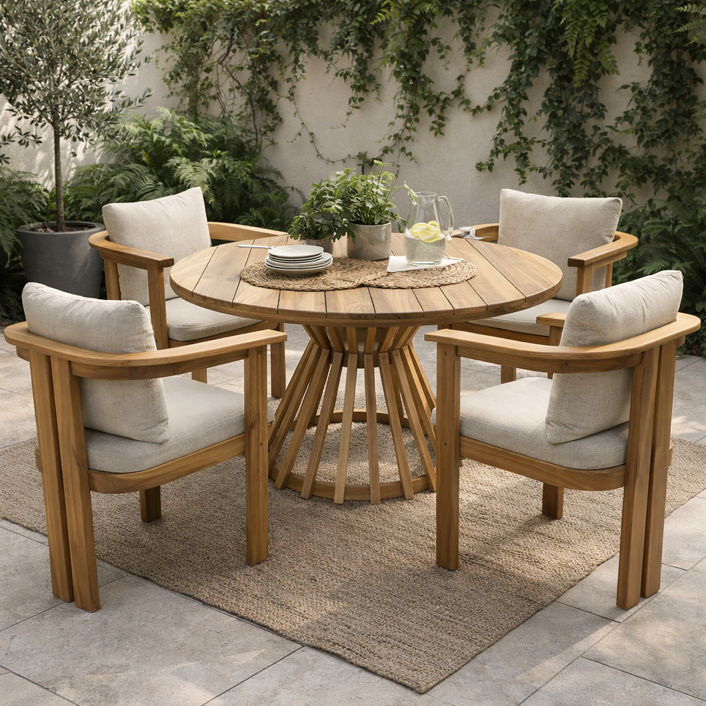 CR Moana Solid Hardwood Round Outdoor Dining Table