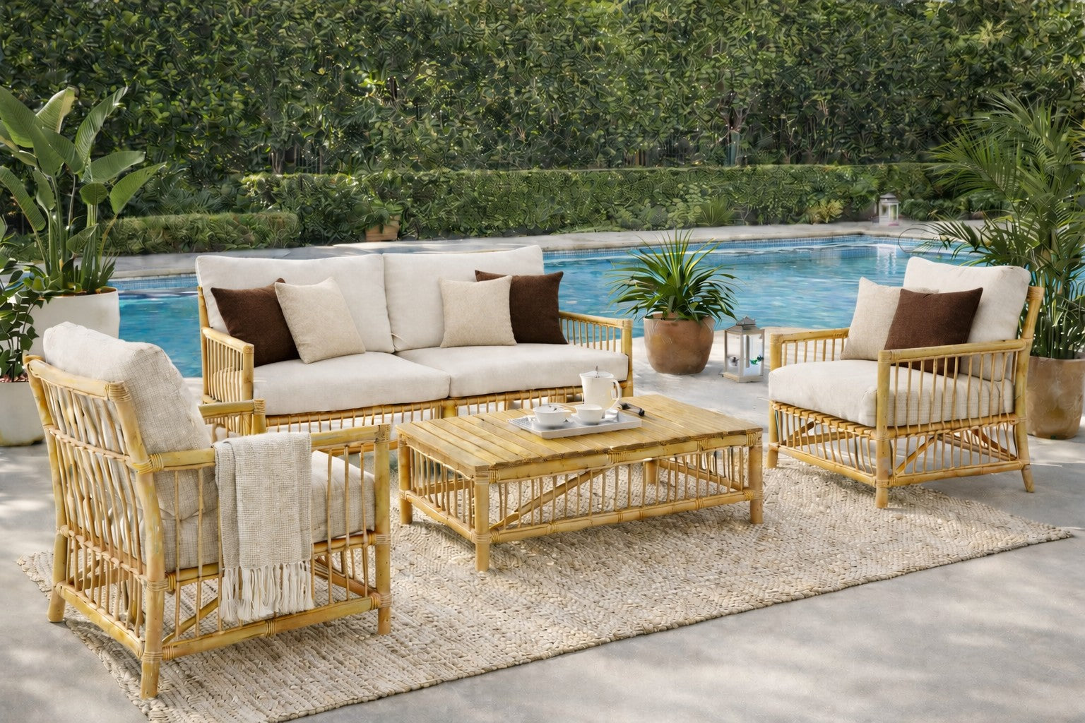 CR Kai 4 Piece Outdoor Lounge Set with Cushion