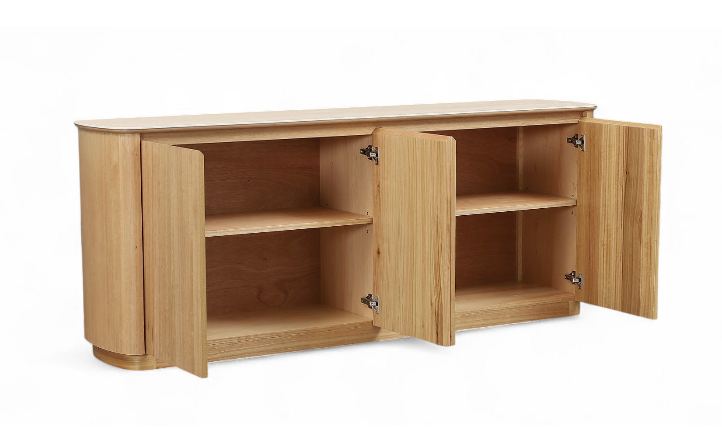 MD Elegant Solid Timber Natural Stone Top 4 Door Buffet