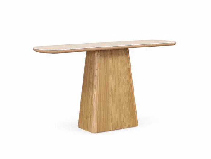 MD Elegant Solid Timber Base Natural Stone Top Hall Table