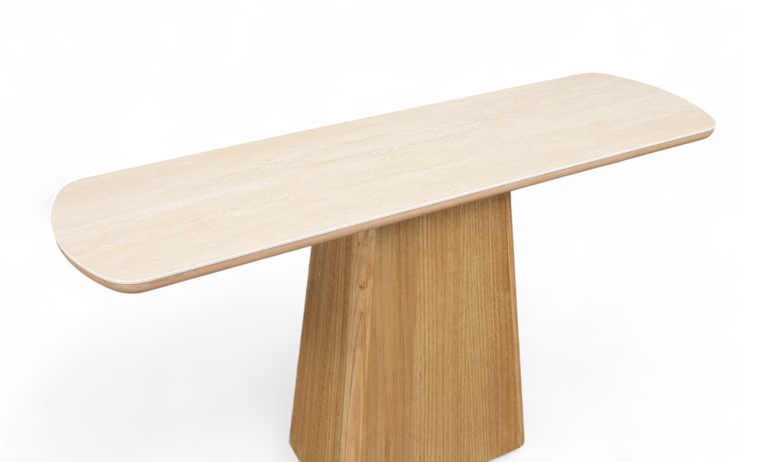 MD Elegant Solid Timber Base Natural Stone Top Hall Table