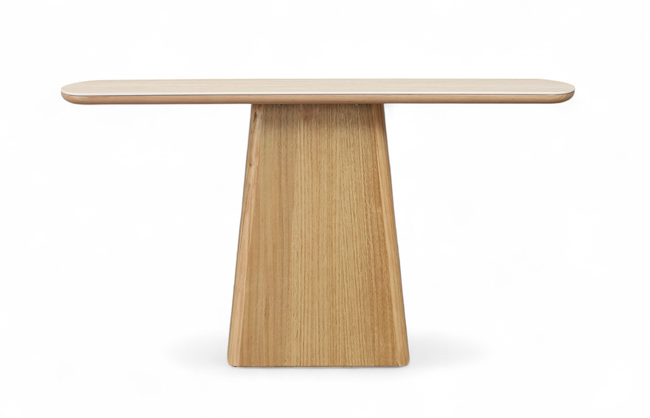 MD Elegant Solid Timber Base Natural Stone Top Hall Table