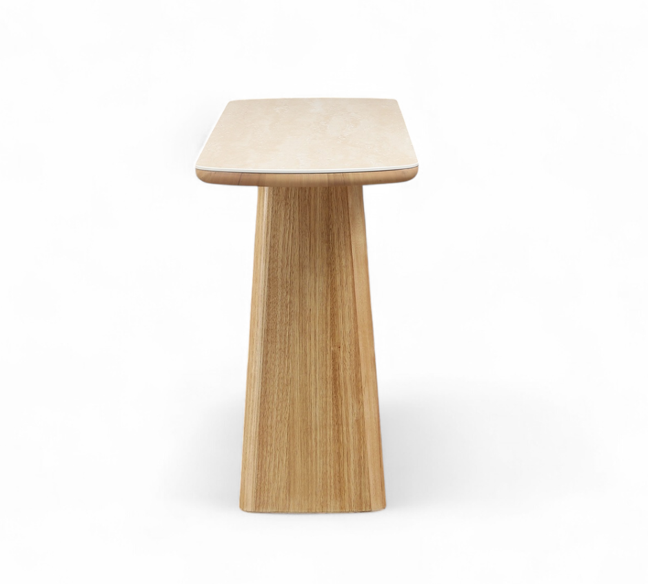 MD Elegant Solid Timber Base Natural Stone Top Hall Table