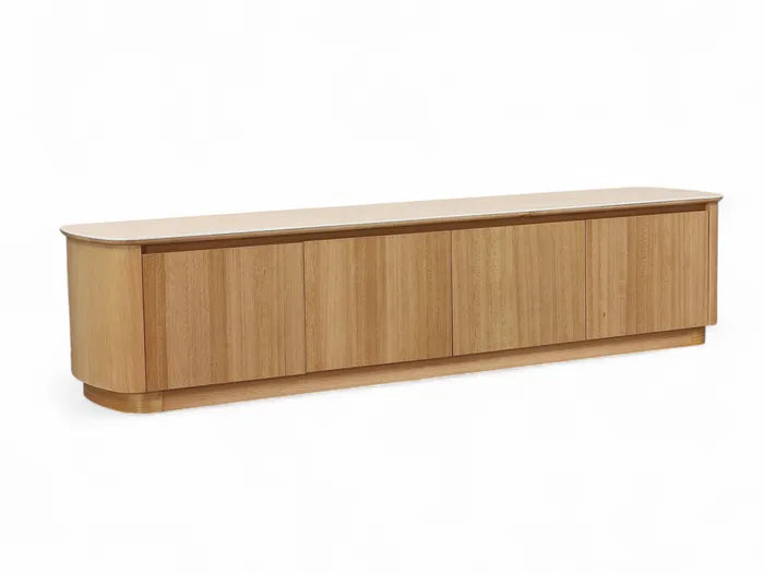 MD Elegant Solid Timber Natural Stone Top 4 Door TV Unit