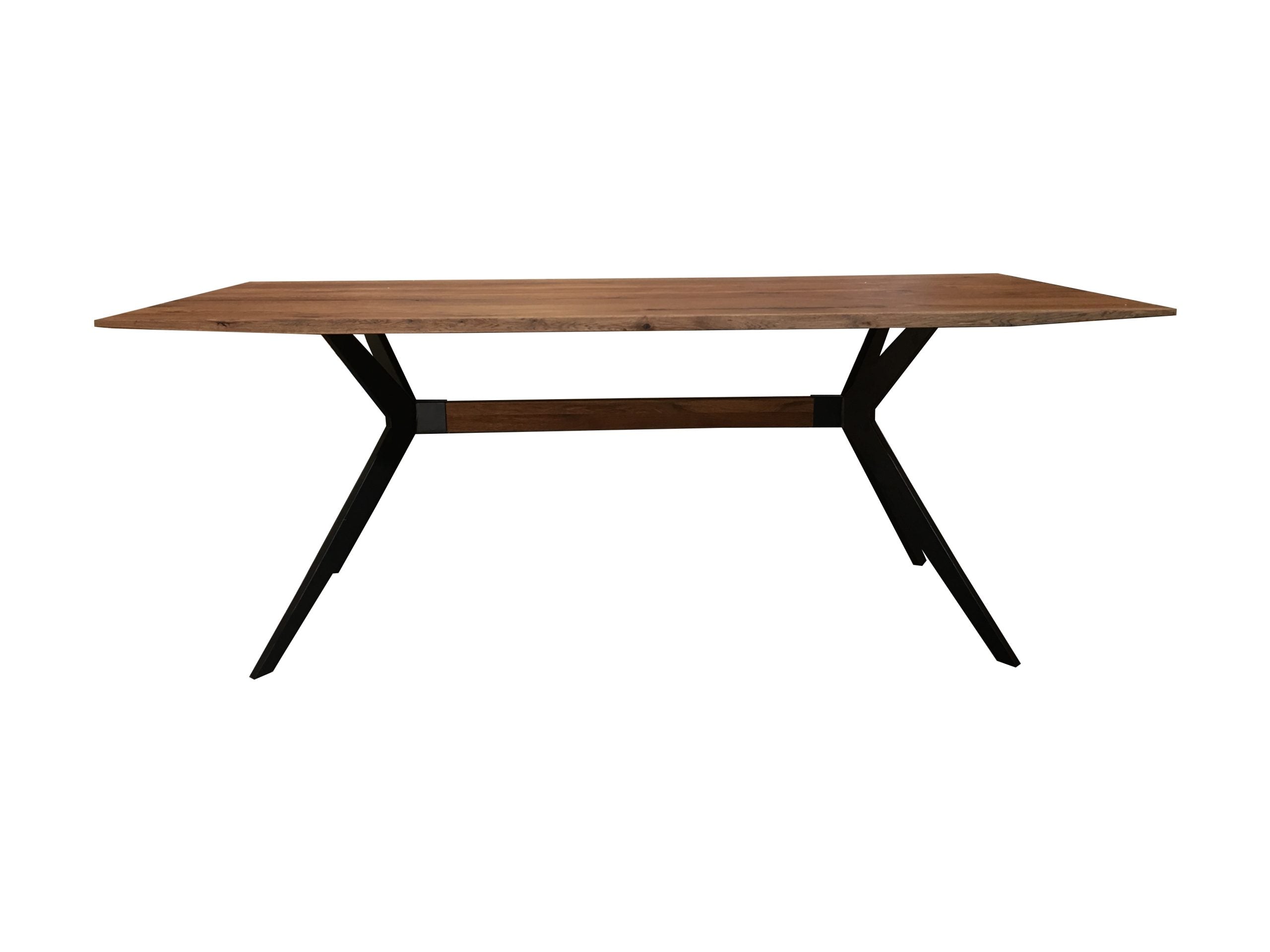 MF Cross Timber Top Metal Framed Dining Table