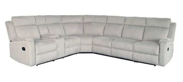 EL Francisco 6 Seater Fabric Corner Reclyner Lounge with Console