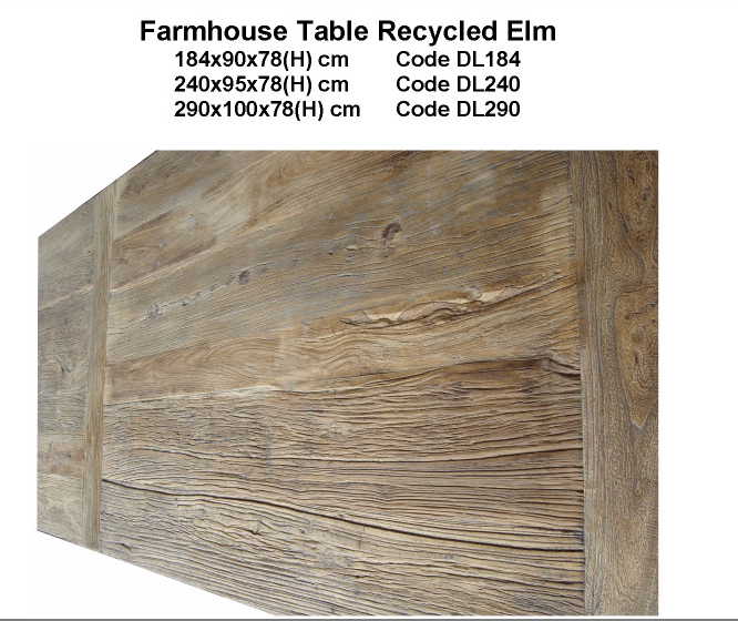 MF Farmhouse Recycled Elm Timber Dining Table