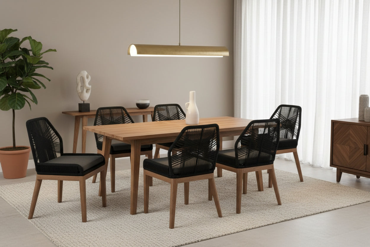 VI Faro Fabric Upholstered Seat Timber Leg Dining Chair