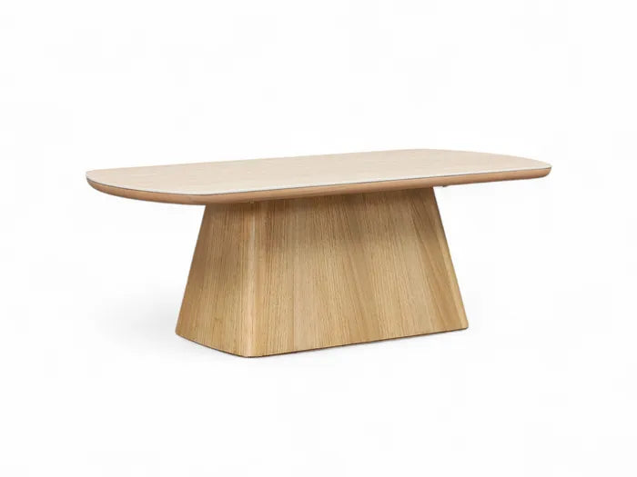 MD Elegant Solid Timber Base Natural Stone Top Coffee Table