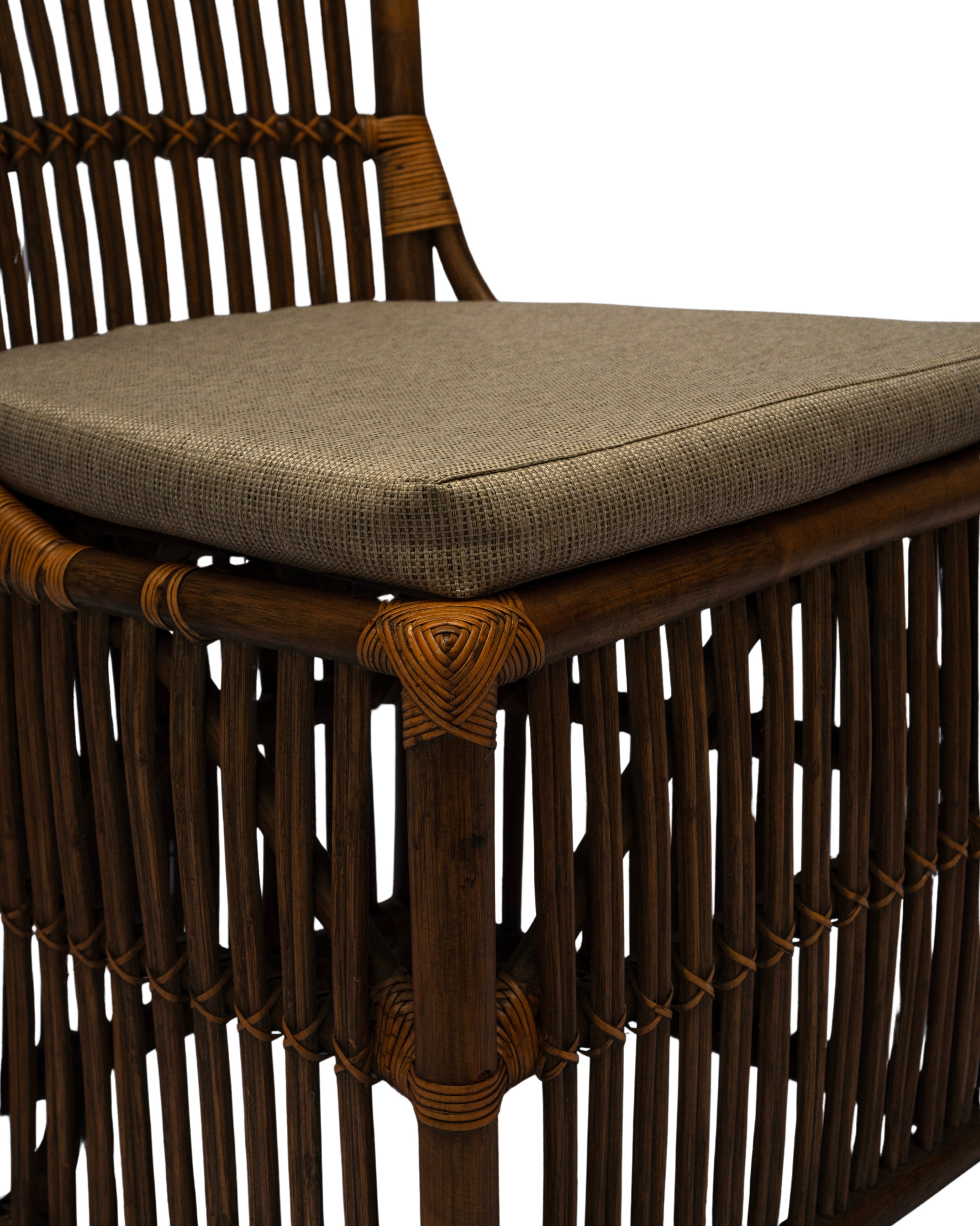 CR Roma Natural Rattan Fabric Seat Dining Chair