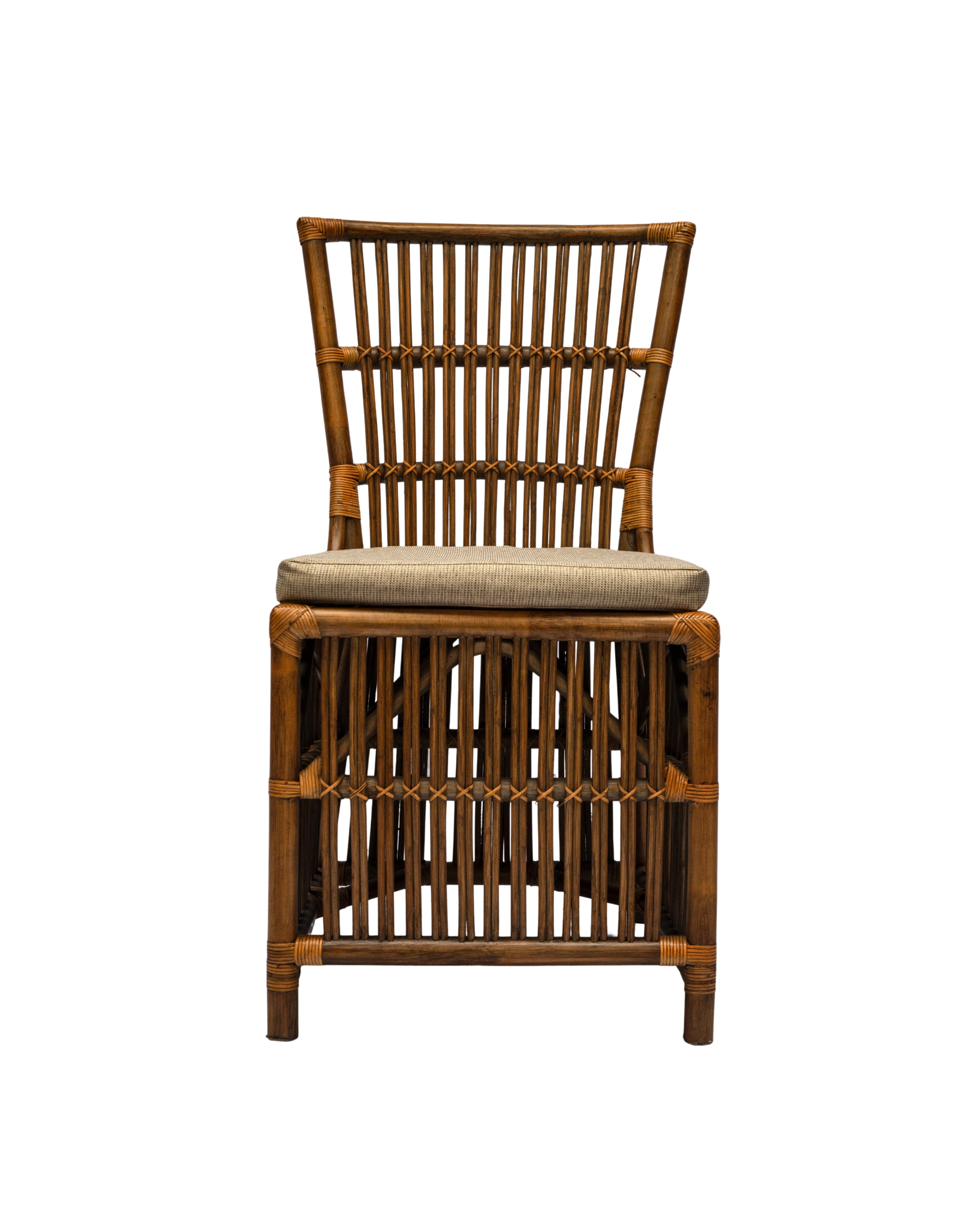 CR Roma Natural Rattan Fabric Seat Dining Chair
